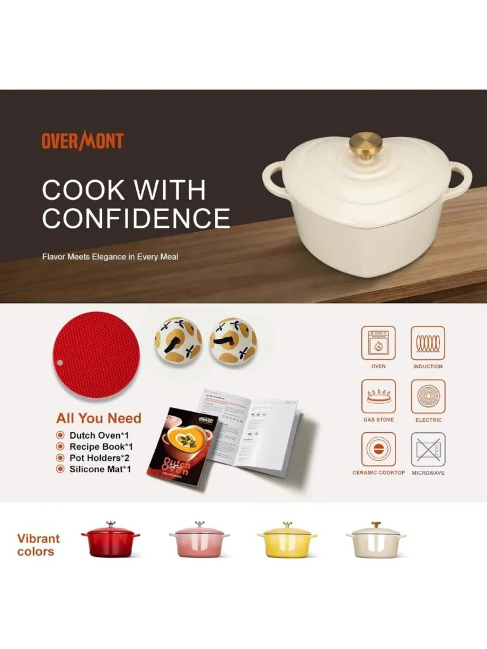 Heart-Shaped 2QT Enameled Cast Iron Dutch Oven Mini Pot with Lid - Kitchen